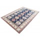 Hand Knotted Navy Blue, Red, Ivory Wool Area Rug | Turkish Geometric Design Rug Hand Knotted Navy Blue, Red, Ivory Wool Area Rug | Turkish Geometric Design Rug