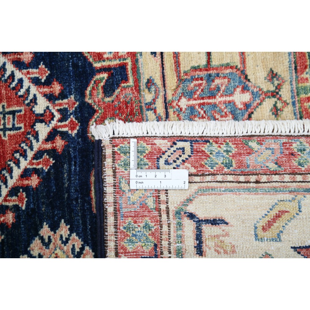 Hand Knotted Navy Blue, Red, Ivory Wool Area Rug | Turkish Geometric Design Rug Hand Knotted Navy Blue, Red, Ivory Wool Area Rug | Turkish Geometric Design Rug