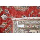 Hand Knotted Red, Ivory, Navy Blue Wool Area Rug | Turkish Geometric Design Carpet Hand Knotted Red, Ivory, Navy Blue Wool Area Rug | Turkish Geometric Design Carpet