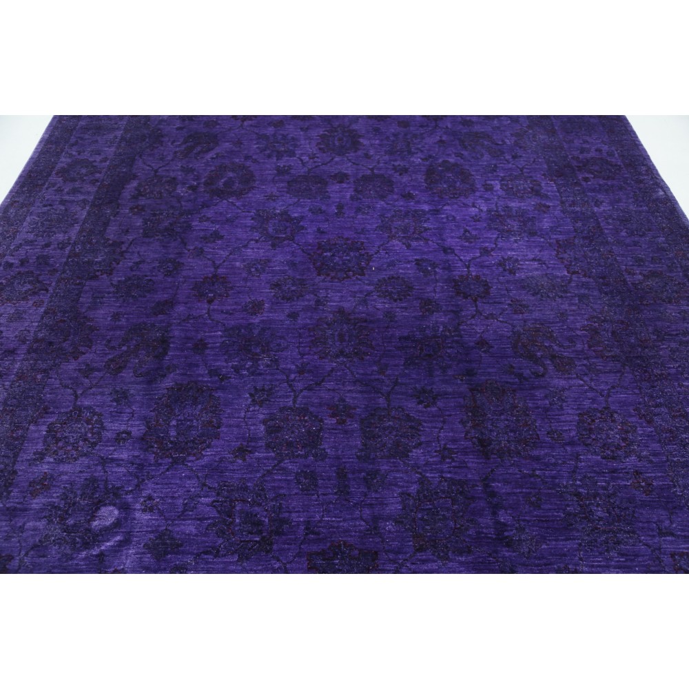 Hand Knotted Purple Large Area Rug with Floral Design for Living Room Decor | 100% Wool Carpet