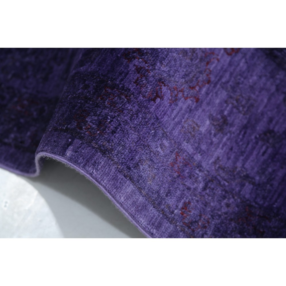 Hand Knotted Purple Large Area Rug with Floral Design for Living Room Decor | 100% Wool Carpet