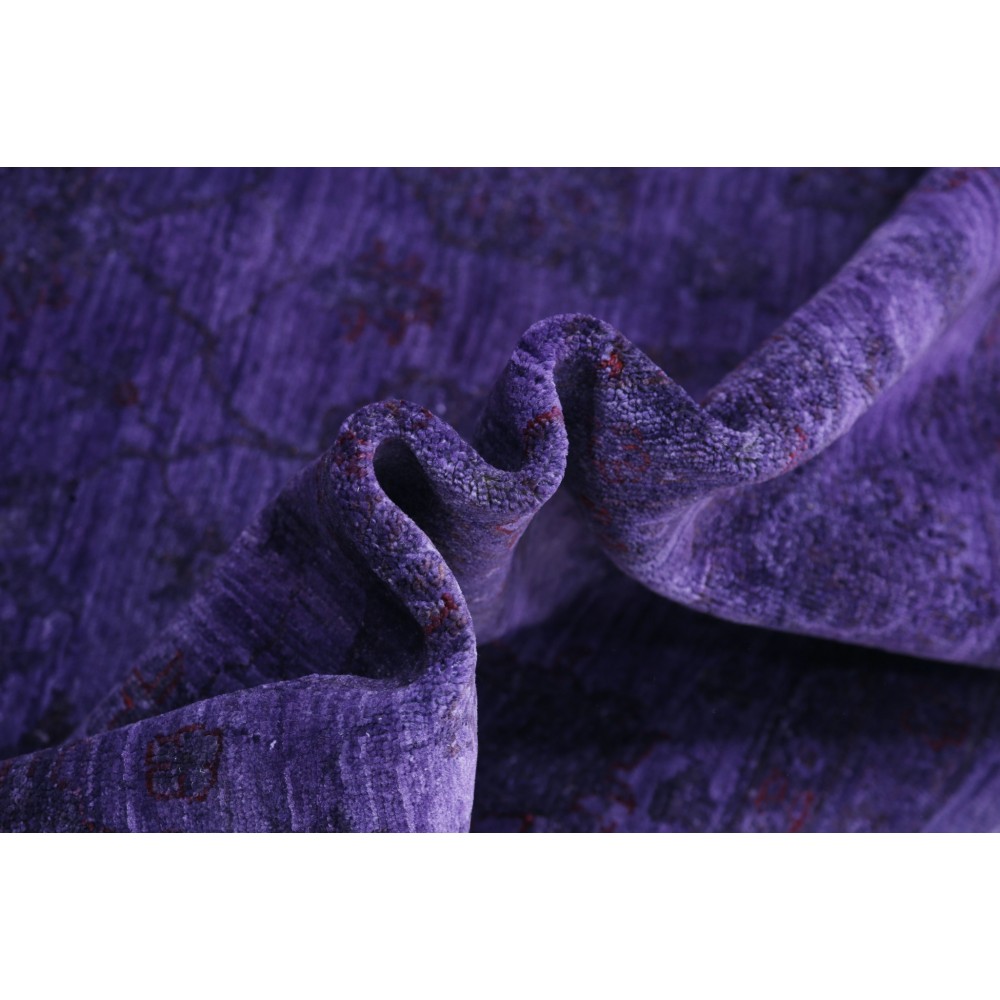 Hand Knotted Purple Large Area Rug with Floral Design for Living Room Decor | 100% Wool Carpet