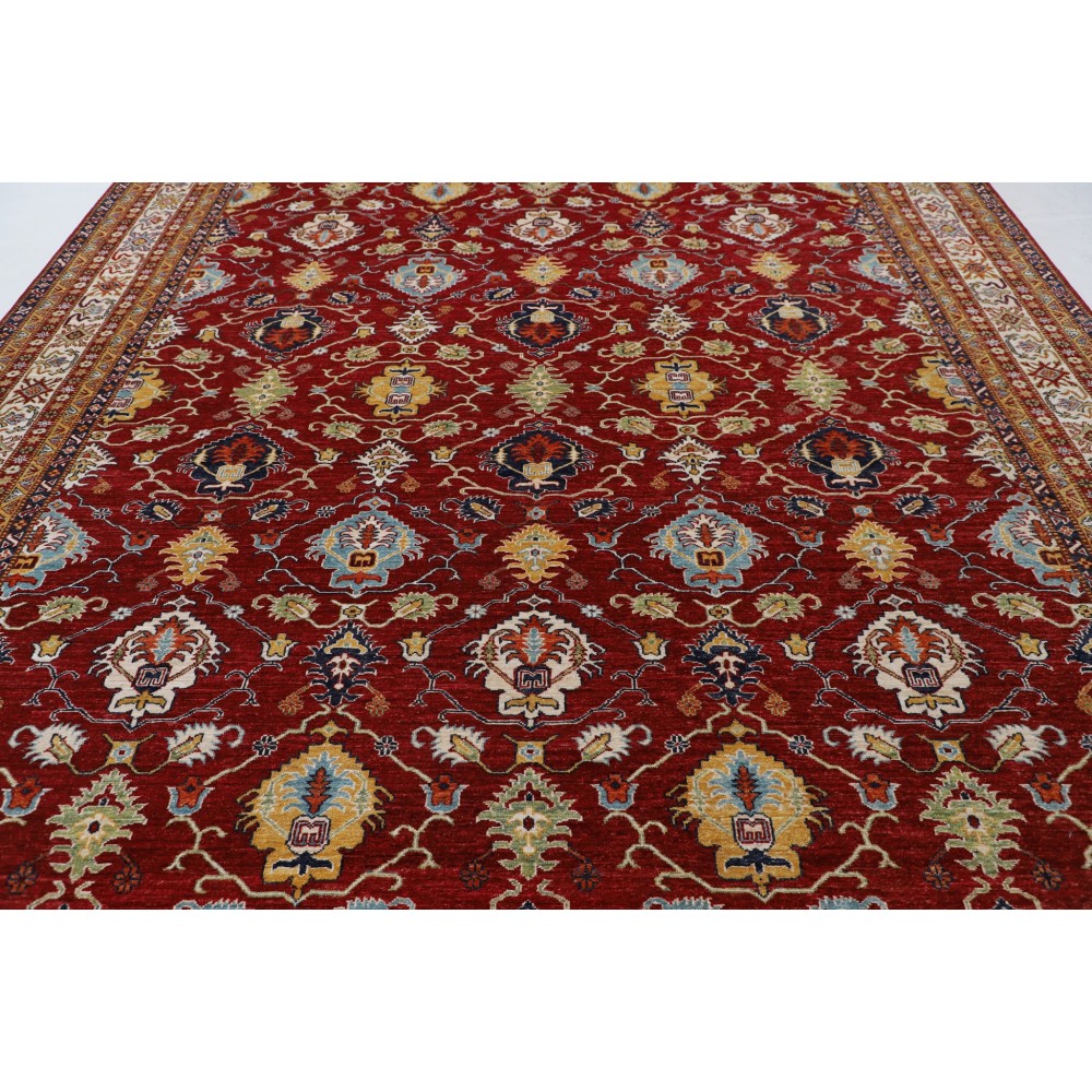 Hand Knotted Wool Large Area Rug for Living Room Decor | Tribal Style Red Carpet Hand Knotted Wool Large Area Rug for Living Room Decor | Tribal Style Red Carpet