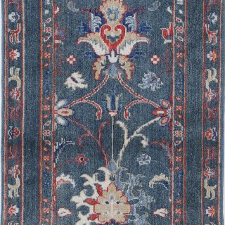 Blue Oushak Style Wool Accent Rug. Traditional Small Rug for Living Room & Entryway Blue Oushak Style Wool Accent Rug. Traditional Small Rug for Living Room & Entryway