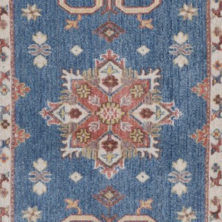 Traditional Blue Geometric Turkish Accent Rug. 100% Wool Rug for Bedroom, Entryway & Living Room Traditional Blue Geometric Turkish Accent Rug. 100% Wool Rug for Bedroom, Entryway & Living Room