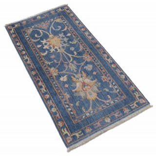 Traditional Turkish Blue Accent Rug. 100% Wool Oushak Style Area Rug for Bedroom, Entryway & Living Room Traditional Turkish Blue Accent Rug. 100% Wool Oushak Style Area Rug for Bedroom, Entryway & Living Room