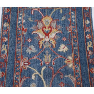 Traditional Blue Turkish Accent Rug. 100% Wool Oushak Style Area Rug for Bedroom, Entryway & Living Room Traditional Blue Turkish Accent Rug. 100% Wool Oushak Style Area Rug for Bedroom, Entryway & Living Room