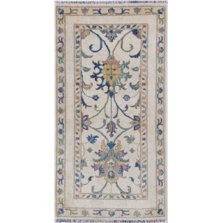 Ivory Turkish Accent Rug for Living Room, Bedroom & Entryway. Woolen Floor Covering