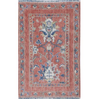 Rust Turkish Wool Accent Rug. Traditional Small Rug for Entryway, Bedroom & Living Room