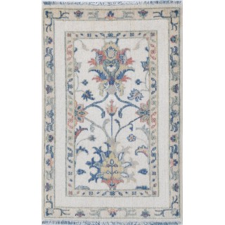Ivory Turkish 100% Wool Accent Rug for Living Room, Bedroom & Entryway