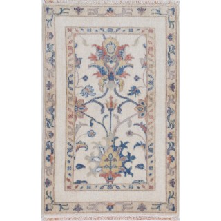 Oushak Style Ivory Accent Rug for Living Room, Bedroom & Entryway. Bedside Rug. Woolen Floor Covering