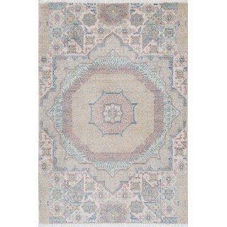 Authentic Ivory & Silver Turkish Wool Accent Rug. Geometric Small Area Rug for Entryway, Bedroom & Living Room