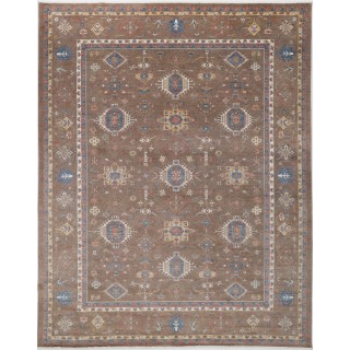 Brown Traditional Geometric Area Rug. Large 100% Wool Carpet for Living Room, Bedroom & Dining Room