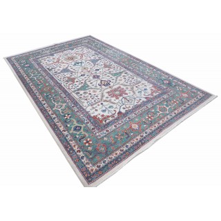 Ivory & Green Oushak Style Turkish Area Rug for Living Room. Traditional Floral 100% Wool Carpet Ivory & Green Oushak Style Turkish Area Rug for Living Room. Traditional Floral 100% Wool Carpet