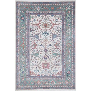 Ivory & Green Oushak Style Turkish Area Rug for Living Room. Traditional Floral 100% Wool Carpet