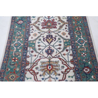 Green & Ivory Oushak Style Floral Accent Rug. 100% Wool Traditional Rug for Bedroom, Entryway and Living Room Green & Ivory Oushak Style Floral Accent Rug. 100% Wool Traditional Rug for Bedroom, Entryway and Living Room