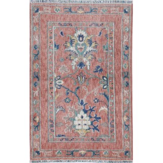Rust Turkish Traditional Accent Rug. 100% Wool Small Area Rug for Bedroom & Living Room