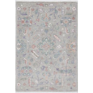 Silver Floral Accent Rug. 100% Wool Traditional Living Room Rug. Bedside Rug. Bedroom Floor Covering