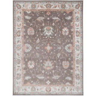 Brown & Ivory Oushak Style Traditional Turkish Area Rug. Large 100% Wool Carpet for Living Room, Bedroom & Dining Room