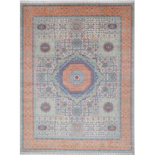 Ivory & Gold Traditional Medallion Area Rug for Living Room. Large 100% Wool Turkish Carpet