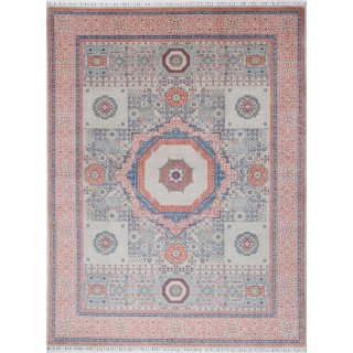 Light Blue & Ivory Traditional Turkish Medallion Area Rug. Large 100% Wool Carpet for Living Room, Bedroom & Dining Room