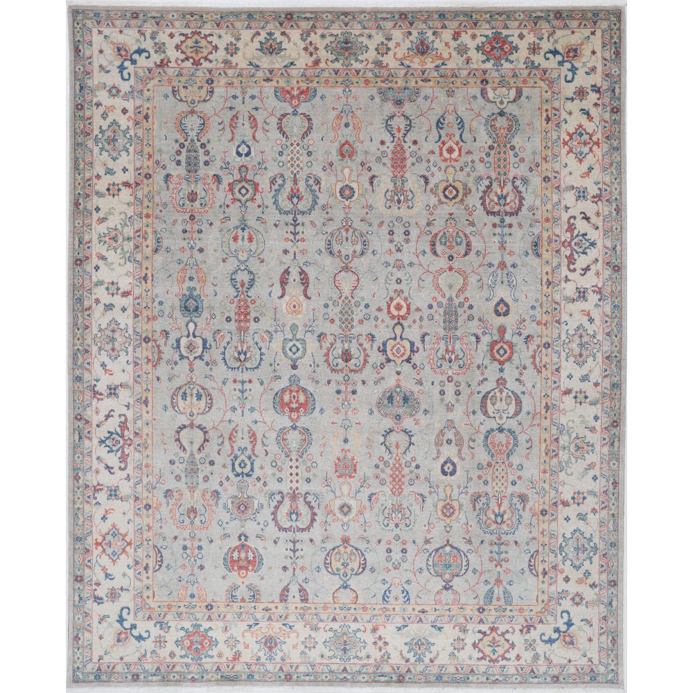 Decorative Silver & Ivory Area Rug. 100% Wool