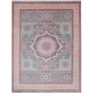 Gray & Ivory Traditional Medallion Area Rug for Living Room. Large 100% Wool Turkish Carpet