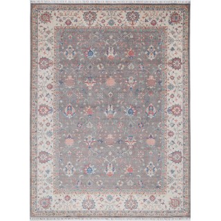 Gray & Ivory Traditional Floral Area Rug. Large 100% Wool Carpet for Living Room, Bedroom & Dining Room