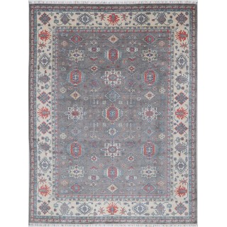 Gray & Ivory Traditional Geometric Area Rug. Large 100% Wool Carpet for Living Room, Bedroom & Dining Room