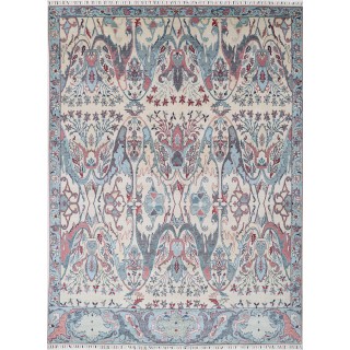 Light Blue & Ivory Traditional Area Rug. Large 100% Wool Carpet for Living Room