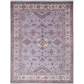 Purple & Ivory Geometric Area Rug. Large 100% Wool Carpet for Home and Office Decor