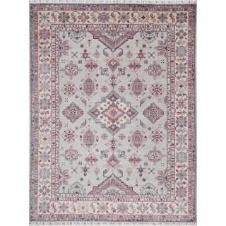 Silver & Ivory Traditional Geometric Area Rug. Large Turkish 100% Wool Carpet for Living Room