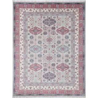 Traditional Silver & Ivory Tribal Area Rug. Large 100% Wool Carpet for Living Room, Bedroom & Dining Room