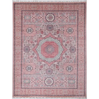Pink & Ivory Traditional Turkish Medallion Area Rug. Large 100% Wool Carpet for Living Room, Bedroom & Dining Room