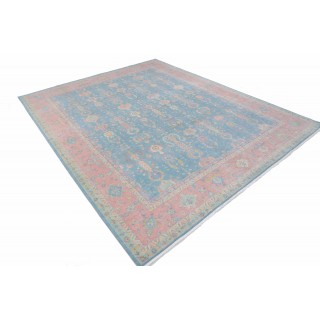 Blue & Pink Oushak Style Turkish Area Rug for Living Room. Traditional Floral 100% Wool Carpet Blue & Pink Oushak Style Turkish Area Rug for Living Room. Traditional Floral 100% Wool Carpet