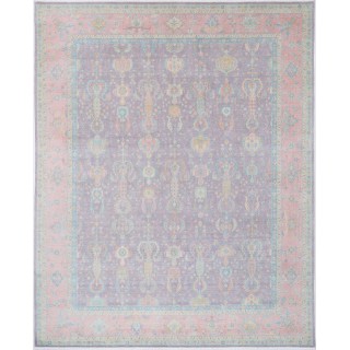 Oushak Style Purple & Pink Turkish Area Rug for Living Room. Traditional 100% Wool Carpet