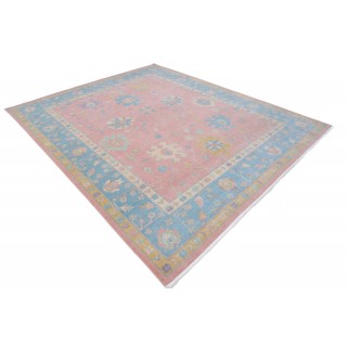 Oushak Style Pink & Blue Turkish Area Rug for Living Room. Traditional Floral 100% Wool Carpet Oushak Style Pink & Blue Turkish Area Rug for Living Room. Traditional Floral 100% Wool Carpet
