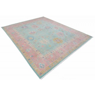 Oushak Style Teal & Pink Turkish Area Rug for Living Room. Traditional Floral 100% Wool Carpet Oushak Style Teal & Pink Turkish Area Rug for Living Room. Traditional Floral 100% Wool Carpet