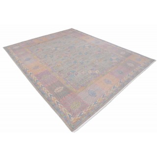 Silver & Pink Oushak Style Turkish Area Rug for Living Room. Traditional Floral 100% Wool Carpet Silver & Pink Oushak Style Turkish Area Rug for Living Room. Traditional Floral 100% Wool Carpet