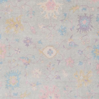 Silver & Blue Oushak Style Turkish Area Rug for Living Room. Traditional Floral 100% Wool Carpet Silver & Blue Oushak Style Turkish Area Rug for Living Room. Traditional Floral 100% Wool Carpet