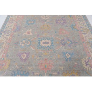 Oushak Style Silver & Ivory Turkish Area Rug for Living Room. Traditional Floral 100% Wool Carpet Oushak Style Silver & Ivory Turkish Area Rug for Living Room. Traditional Floral 100% Wool Carpet