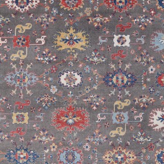 Gray & Red Oushak Style Turkish Area Rug. Traditional 100% Wool Carpet for Living Room, Bedroom & Dining Room Gray & Red Oushak Style Turkish Area Rug. Traditional 100% Wool Carpet for Living Room, Bedroom & Dining Room