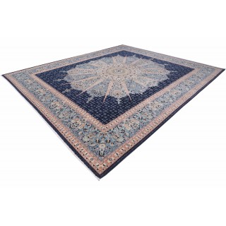 Traditional Blue Turkish Medallion Area Rug. 100% Wool. Large Living Room Carpet Traditional Blue Turkish Medallion Area Rug. 100% Wool. Large Living Room Carpet