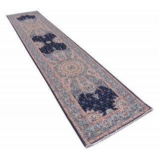 Blue Hallway Runner, 100% Wool Turkish Rug for Staircase, Entryway and Narrow Spaces Blue Hallway Runner, 100% Wool Turkish Rug for Staircase, Entryway and Narrow Spaces