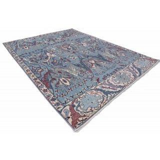 Traditional Light Blue, Ivory Turkish Area Rug with Floral Design. 100% Wool. Large Living Room Carpet Traditional Light Blue, Ivory Turkish Area Rug with Floral Design. 100% Wool. Large Living Room Carpet