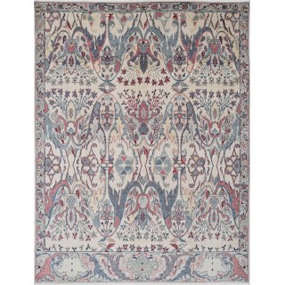 Ivory & Silver Traditional Floral Turkish Area Rug. Large 100% Wool Carpet for Living Room, Bedroom & Dining Room