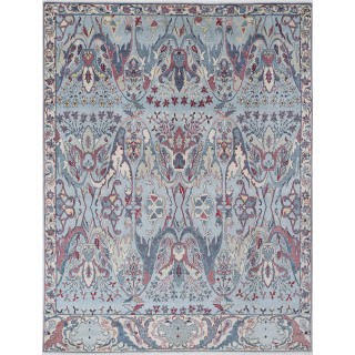 Blue & Ivory Traditional Floral Turkish Area Rug. Large 100% Wool Carpet for Living Room, Bedroom & Dining Room