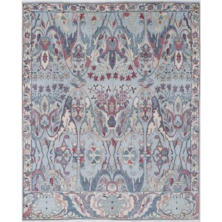 Blue & Ivory Floral Area Rug. Traditional 100% Wool Carpet for Living Room, Bedroom & Dining Room