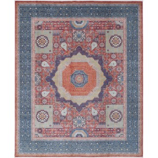 Red & Blue Medallion Turkish Area Rug. Traditional 100% Wool Carpet for Living Room, Bedroom & Dining Room