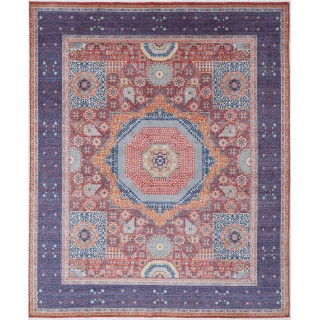 Red & Blue Medallion Turkish Area Rug. Traditional 100% Wool Carpet for Living Room, Bedroom & Dining Room